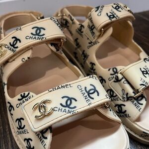 CHANEL Beige Rubber Dad Sandals